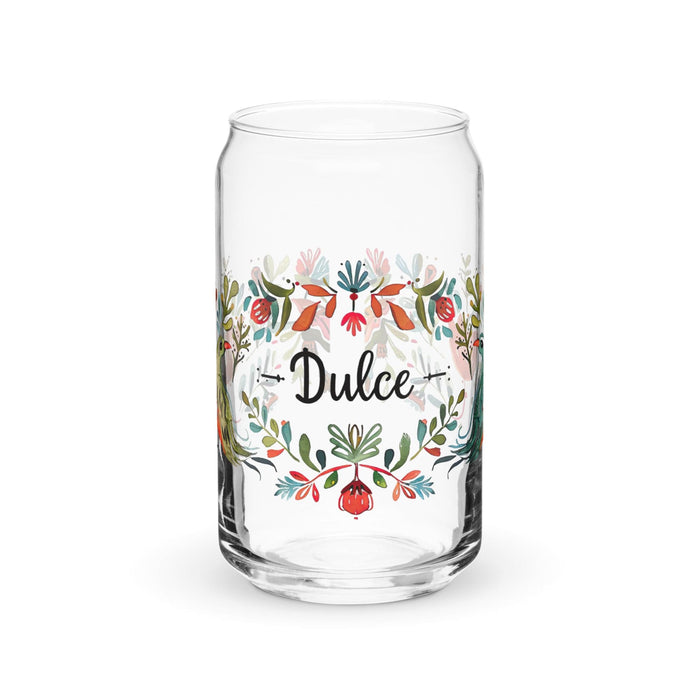 Dulce Exclusive Name Art Piece Can-Shaped Glass Home Office Work Mexican Spanish Pride Gift Cup One-Of-A-Kind Calligraphy Glass | D22 Mexicada 16 oz