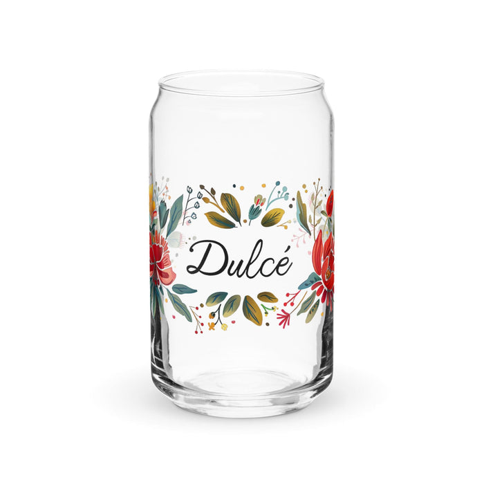 Dulce Exclusive Name Art Piece Can-Shaped Glass Home Office Work Mexican Spanish Pride Gift Cup One-Of-A-Kind Calligraphy Glass | D23 Mexicada 16 oz