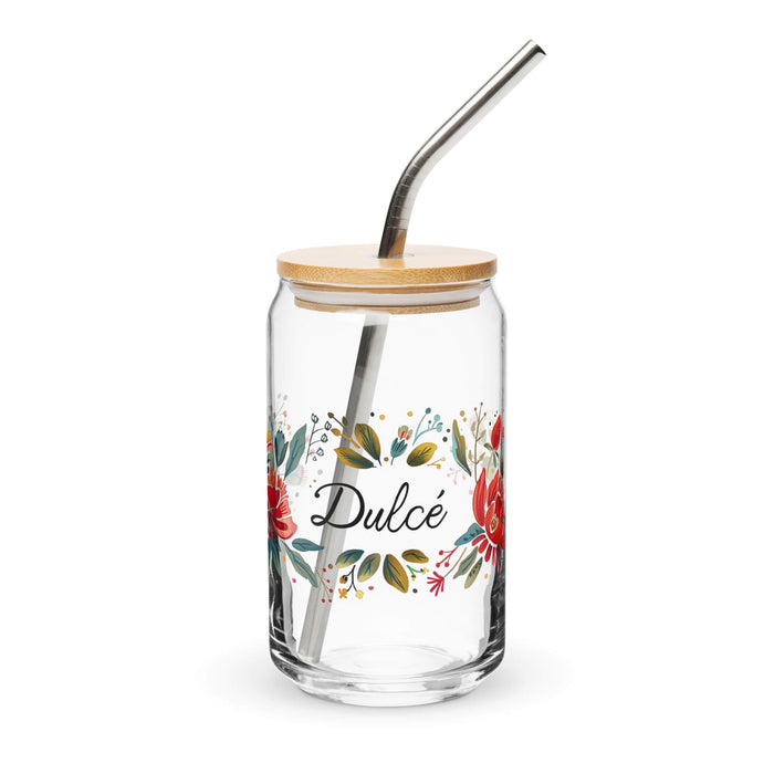 Dulce Exclusive Name Art Piece Can-Shaped Glass Home Office Work Mexican Spanish Pride Gift Cup One-Of-A-Kind Calligraphy Glass | D23 Mexicada 16 oz With Lid & Straw