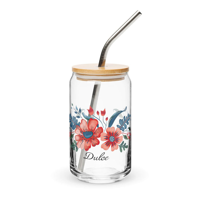 Dulce Exclusive Name Art Piece Can-Shaped Glass Home Office Work Mexican Spanish Pride Gift Cup One-Of-A-Kind Calligraphy Glass | D24 Mexicada 16 oz With Lid & Straw