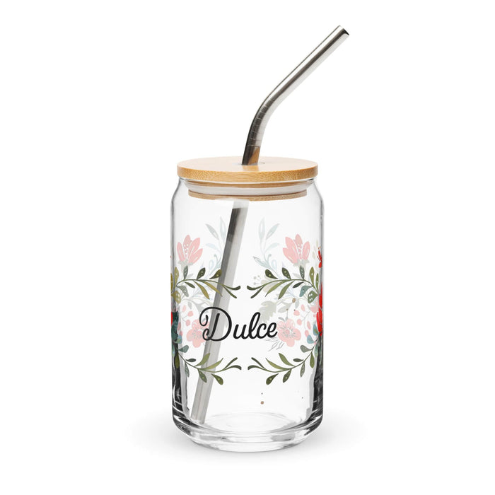 Dulce Exclusive Name Art Piece Can-Shaped Glass Home Office Work Mexican Spanish Pride Gift Cup One-Of-A-Kind Calligraphy Glass | D25 Mexicada 16 oz With Lid & Straw