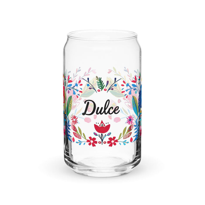 Dulce Exclusive Name Art Piece Can-Shaped Glass Home Office Work Mexican Spanish Pride Gift Cup One-Of-A-Kind Calligraphy Glass | D26 Mexicada 16 oz (No Lid No Straw)