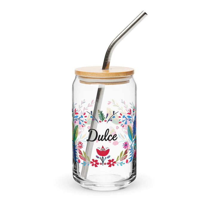 Dulce Exclusive Name Art Piece Can-Shaped Glass Home Office Work Mexican Spanish Pride Gift Cup One-Of-A-Kind Calligraphy Glass | D26 Mexicada 16 oz With Lid & Straw