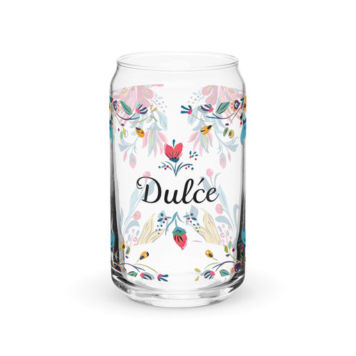 Dulce Exclusive Name Art Piece Can-Shaped Glass Home Office Work Mexican Spanish Pride Gift Cup One-Of-A-Kind Calligraphy Glass | D3 Mexicada 16 oz