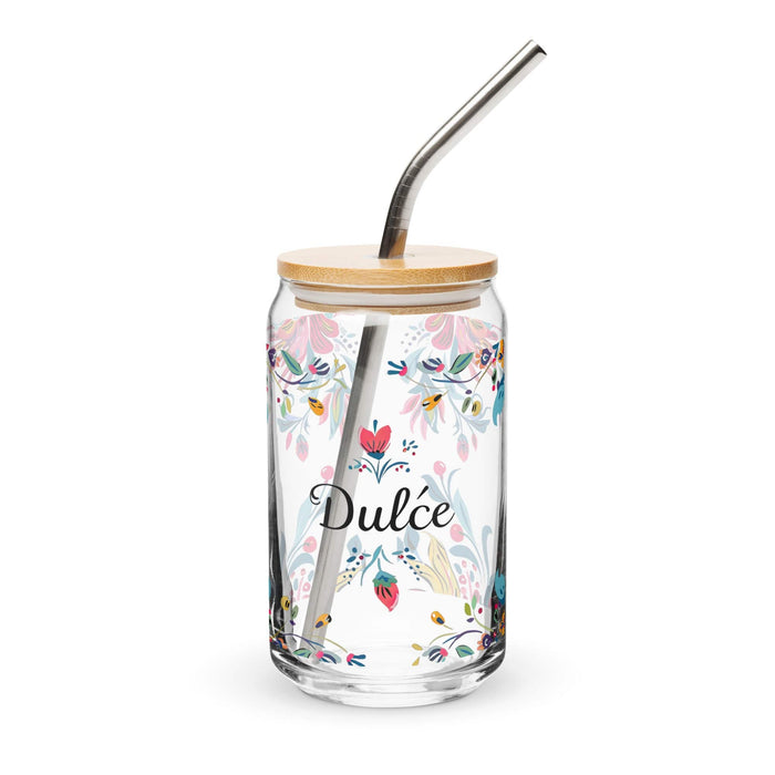 Dulce Exclusive Name Art Piece Can-Shaped Glass Home Office Work Mexican Spanish Pride Gift Cup One-Of-A-Kind Calligraphy Glass | D3 Mexicada 16 oz With Lid & Straw