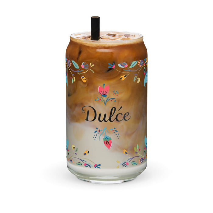 Dulce Exclusive Name Art Piece Can-Shaped Glass Home Office Work Mexican Spanish Pride Gift Cup One-Of-A-Kind Calligraphy Glass | D3 Mexicada