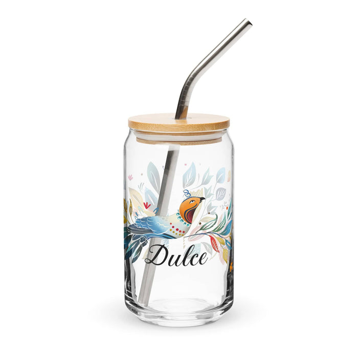 Dulce Exclusive Name Art Piece Can-Shaped Glass Home Office Work Mexican Spanish Pride Gift Cup One-Of-A-Kind Calligraphy Glass | D4 Mexicada 16 oz With Lid & Straw