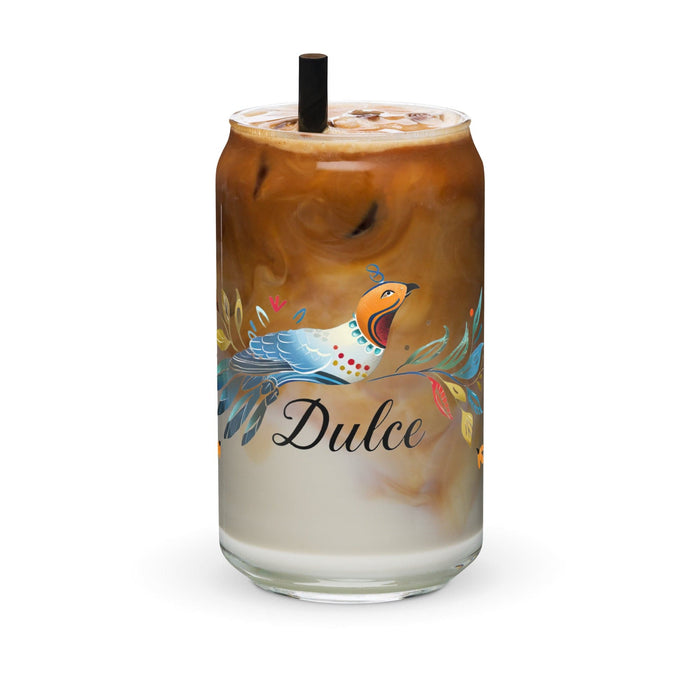 Dulce Exclusive Name Art Piece Can-Shaped Glass Home Office Work Mexican Spanish Pride Gift Cup One-Of-A-Kind Calligraphy Glass | D4 Mexicada