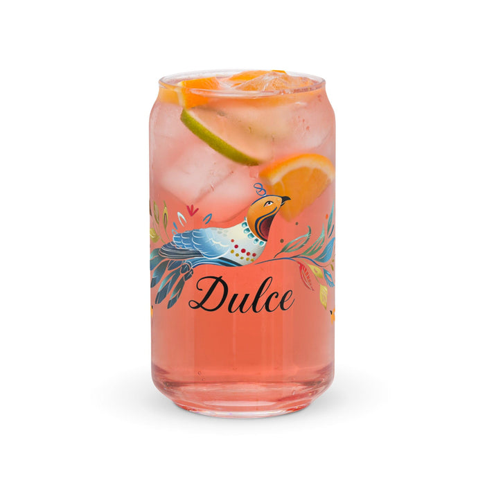 Dulce Exclusive Name Art Piece Can-Shaped Glass Home Office Work Mexican Spanish Pride Gift Cup One-Of-A-Kind Calligraphy Glass | D4 Mexicada