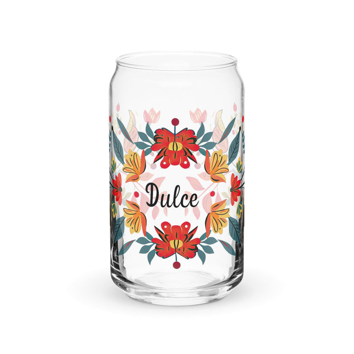 Dulce Exclusive Name Art Piece Can-Shaped Glass Home Office Work Mexican Spanish Pride Gift Cup One-Of-A-Kind Calligraphy Glass | D5 Mexicada 16 oz