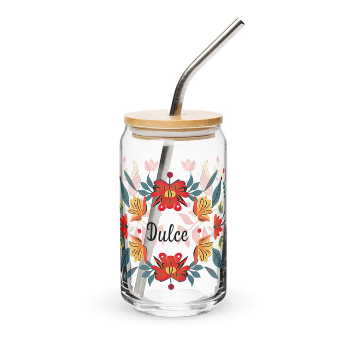 Dulce Exclusive Name Art Piece Can-Shaped Glass Home Office Work Mexican Spanish Pride Gift Cup One-Of-A-Kind Calligraphy Glass | D5 Mexicada 16 oz With Lid & Straw