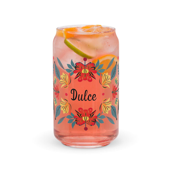 Dulce Exclusive Name Art Piece Can-Shaped Glass Home Office Work Mexican Spanish Pride Gift Cup One-Of-A-Kind Calligraphy Glass | D5 Mexicada