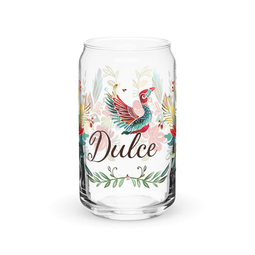 Dulce Exclusive Name Art Piece Can-Shaped Glass Home Office Work Mexican Spanish Pride Gift Cup One-Of-A-Kind Calligraphy Glass | D6 Mexicada 16 oz (No Lid No Straw)