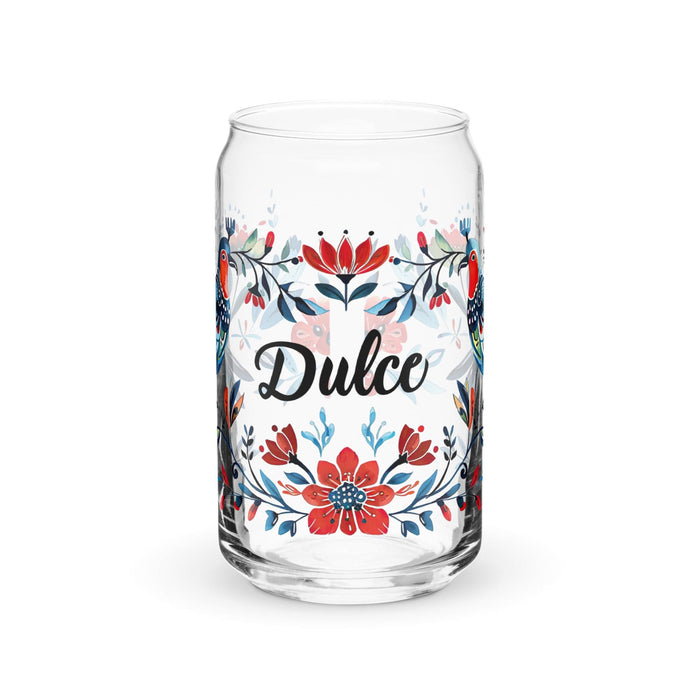 Dulce Exclusive Name Art Piece Can-Shaped Glass Home Office Work Mexican Spanish Pride Gift Cup One-Of-A-Kind Calligraphy Glass | D7 Mexicada 16 oz