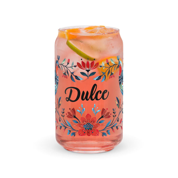 Dulce Exclusive Name Art Piece Can-Shaped Glass Home Office Work Mexican Spanish Pride Gift Cup One-Of-A-Kind Calligraphy Glass | D7 Mexicada