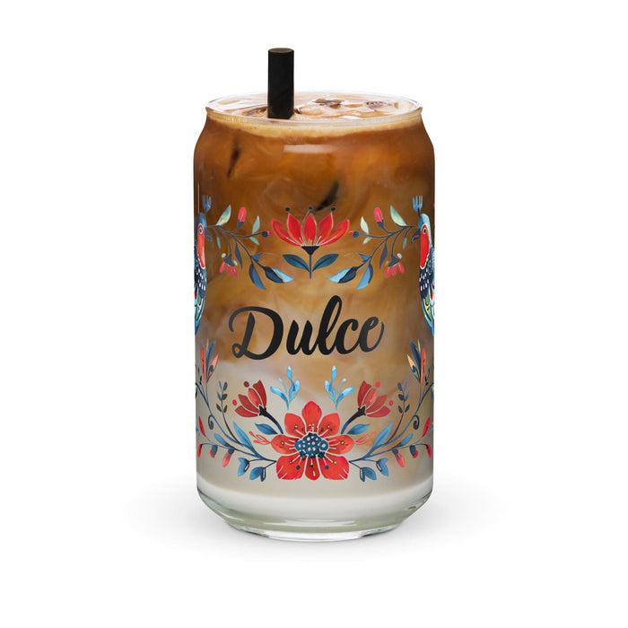 Dulce Exclusive Name Art Piece Can-Shaped Glass Home Office Work Mexican Spanish Pride Gift Cup One-Of-A-Kind Calligraphy Glass | D7 Mexicada