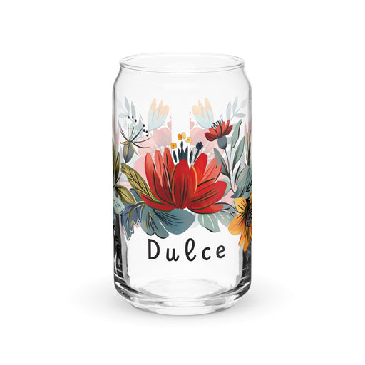 Dulce Exclusive Name Art Piece Can-Shaped Glass Home Office Work Mexican Spanish Pride Gift Cup One-Of-A-Kind Calligraphy Glass | D8 Mexicada 16 oz