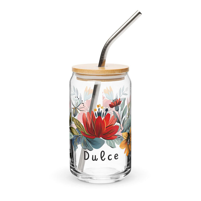 Dulce Exclusive Name Art Piece Can-Shaped Glass Home Office Work Mexican Spanish Pride Gift Cup One-Of-A-Kind Calligraphy Glass | D8 Mexicada 16 oz With Lid & Straw