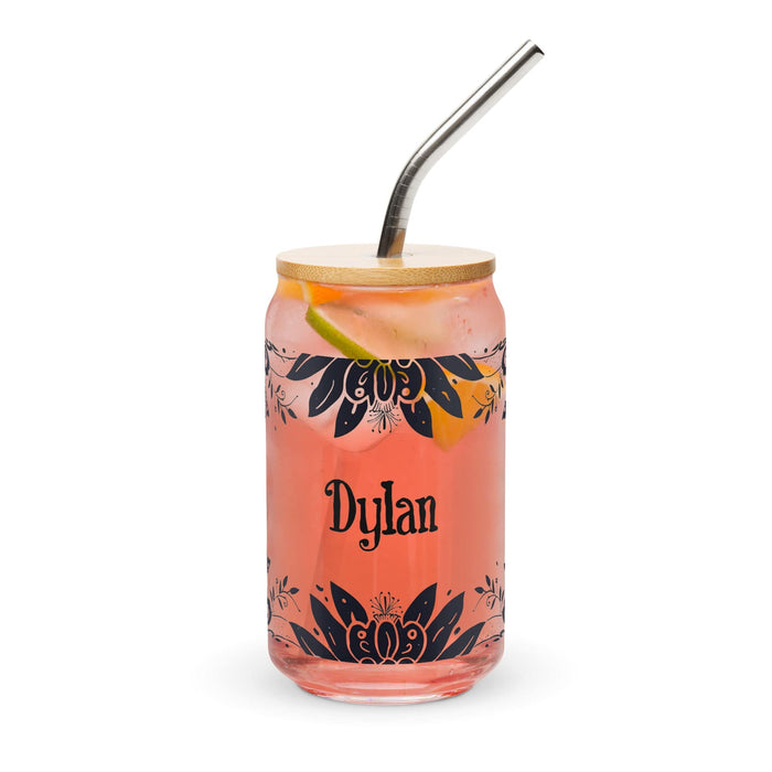 Dylan Exclusive Name Art Piece Can-Shaped Glass Home Office Work Mexican Spanish Pride Gift Cup One-Of-A-Kind Calligraphy Glass | D10 Mexicada