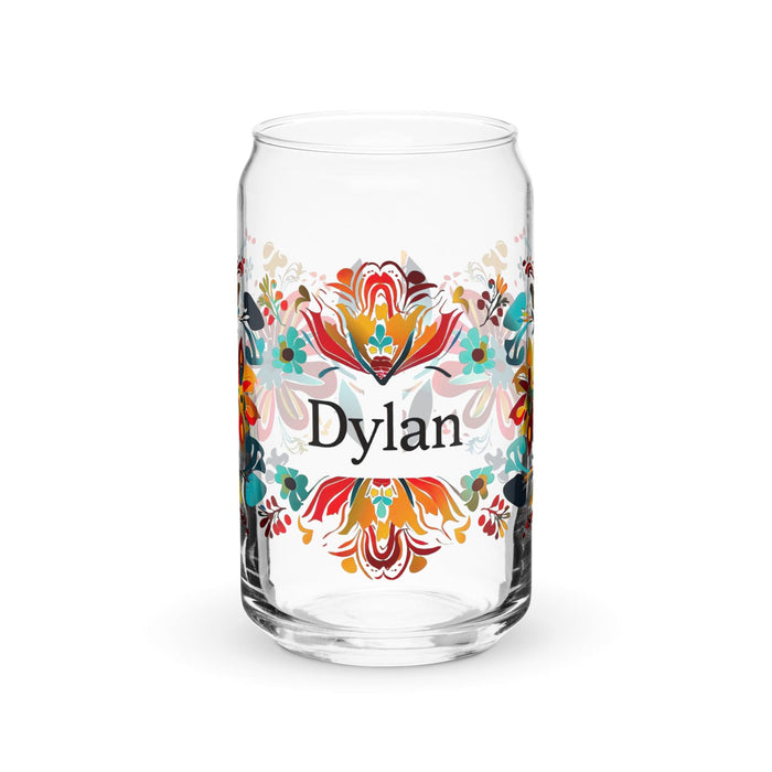 Dylan Exclusive Name Art Piece Can-Shaped Glass Home Office Work Mexican Spanish Pride Gift Cup One-Of-A-Kind Calligraphy Glass | D11 Mexicada 16 oz