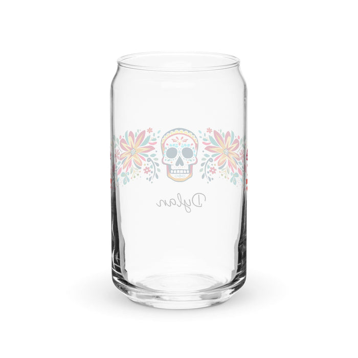 Dylan Exclusive Name Art Piece Can-Shaped Glass Home Office Work Mexican Spanish Pride Gift Cup One-Of-A-Kind Calligraphy Glass | D12 Mexicada