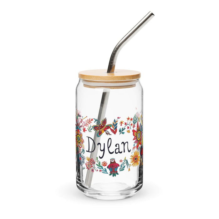 Dylan Exclusive Name Art Piece Can-Shaped Glass Home Office Work Mexican Spanish Pride Gift Cup One-Of-A-Kind Calligraphy Glass | D14 Mexicada 16 oz With Lid & Straw