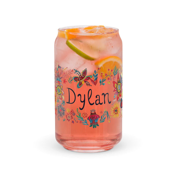 Dylan Exclusive Name Art Piece Can-Shaped Glass Home Office Work Mexican Spanish Pride Gift Cup One-Of-A-Kind Calligraphy Glass | D14 Mexicada