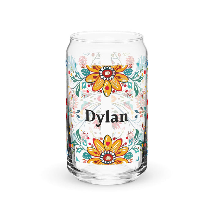 Dylan Exclusive Name Art Piece Can-Shaped Glass Home Office Work Mexican Spanish Pride Gift Cup One-Of-A-Kind Calligraphy Glass | D15 Mexicada 16 oz (No Lid No Straw)