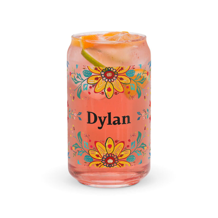 Dylan Exclusive Name Art Piece Can-Shaped Glass Home Office Work Mexican Spanish Pride Gift Cup One-Of-A-Kind Calligraphy Glass | D15 Mexicada