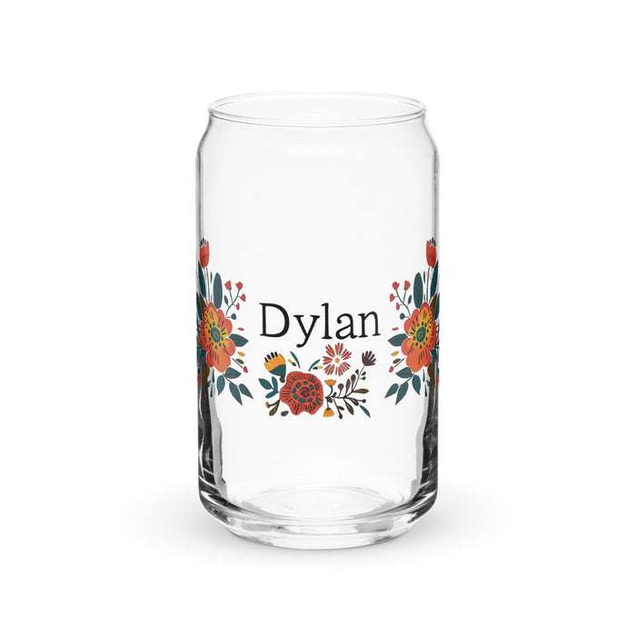 Dylan Exclusive Name Art Piece Can-Shaped Glass Home Office Work Mexican Spanish Pride Gift Cup One-Of-A-Kind Calligraphy Glass | D16 Mexicada 16 oz