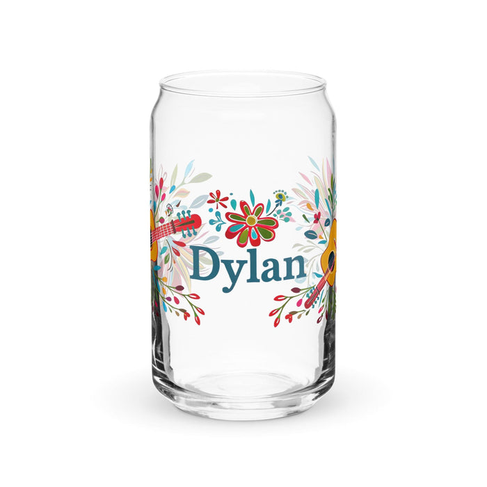 Dylan Exclusive Name Art Piece Can-Shaped Glass Home Office Work Mexican Spanish Pride Gift Cup One-Of-A-Kind Calligraphy Glass | D18 Mexicada 16 oz