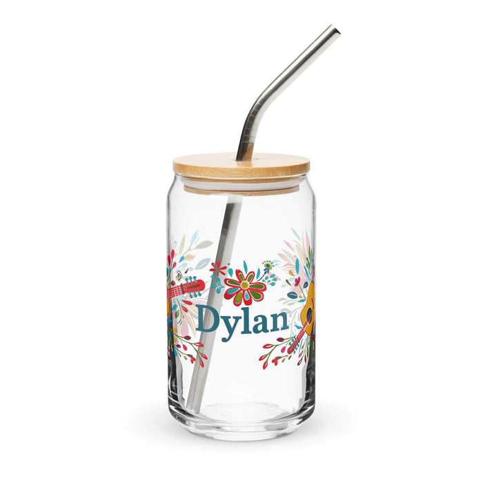 Dylan Exclusive Name Art Piece Can-Shaped Glass Home Office Work Mexican Spanish Pride Gift Cup One-Of-A-Kind Calligraphy Glass | D18 Mexicada 16 oz With Lid & Straw