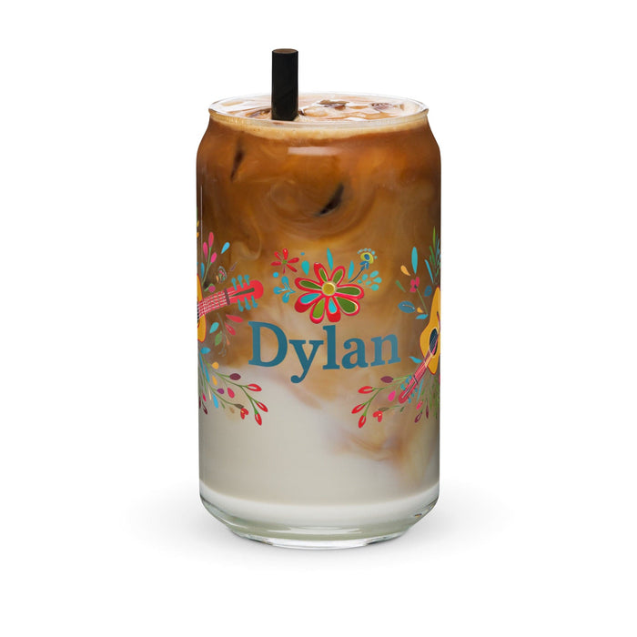 Dylan Exclusive Name Art Piece Can-Shaped Glass Home Office Work Mexican Spanish Pride Gift Cup One-Of-A-Kind Calligraphy Glass | D18 Mexicada