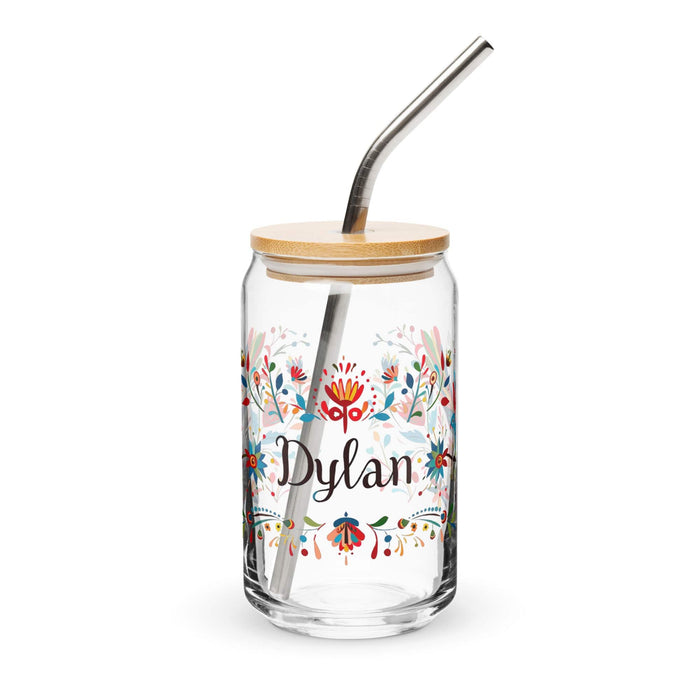 Dylan Exclusive Name Art Piece Can-Shaped Glass Home Office Work Mexican Spanish Pride Gift Cup One-Of-A-Kind Calligraphy Glass | D19 Mexicada 16 oz With Lid & Straw