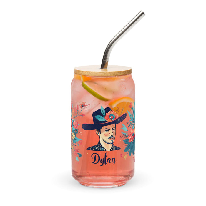 Dylan Exclusive Name Art Piece Can-Shaped Glass Home Office Work Mexican Spanish Pride Gift Cup One-Of-A-Kind Calligraphy Glass | D2 Mexicada