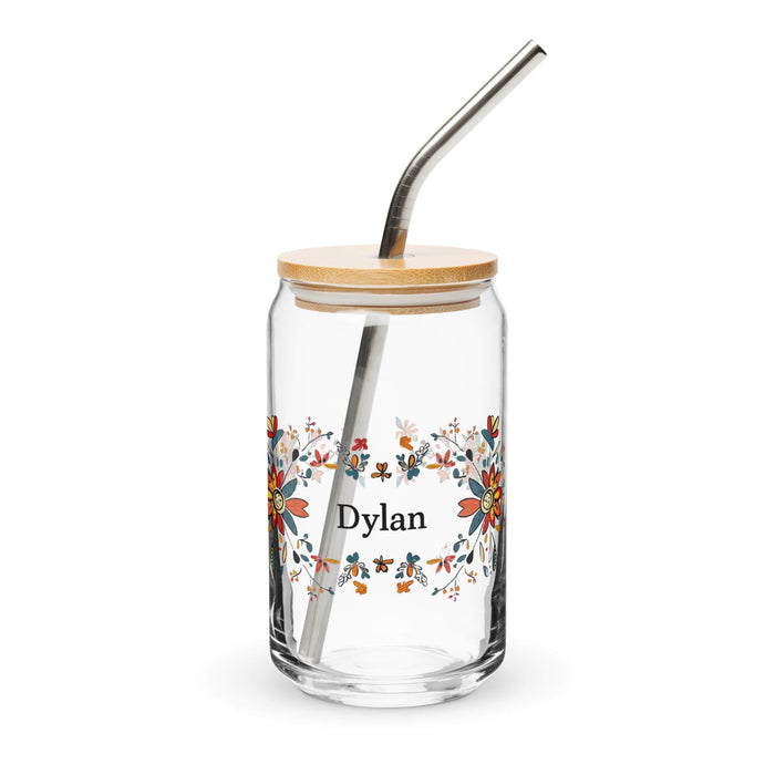 Dylan Exclusive Name Art Piece Can-Shaped Glass Home Office Work Mexican Spanish Pride Gift Cup One-Of-A-Kind Calligraphy Glass | D21 Mexicada 16 oz With Lid & Straw