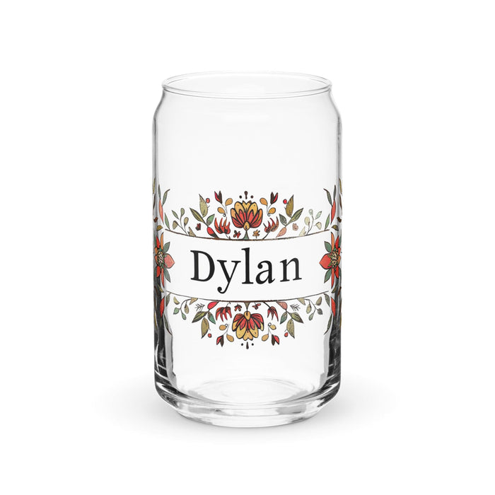 Dylan Exclusive Name Art Piece Can-Shaped Glass Home Office Work Mexican Spanish Pride Gift Cup One-Of-A-Kind Calligraphy Glass | D23 Mexicada 16 oz (No Lid No Straw)