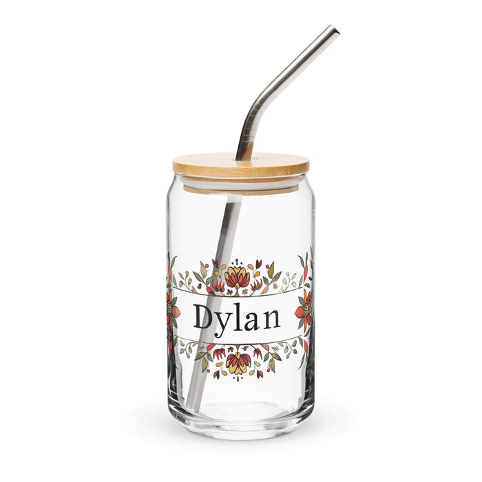 Dylan Exclusive Name Art Piece Can-Shaped Glass Home Office Work Mexican Spanish Pride Gift Cup One-Of-A-Kind Calligraphy Glass | D23 Mexicada 16 oz With Lid & Straw