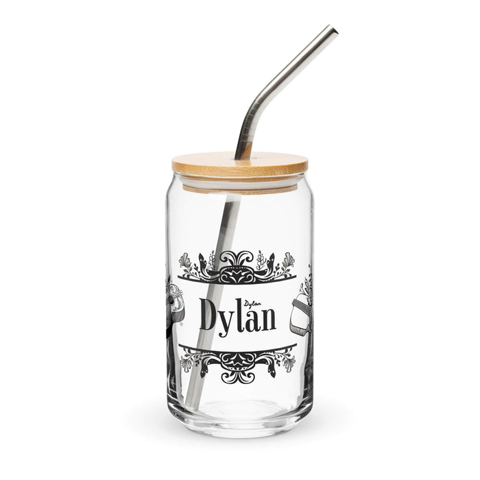 Dylan Exclusive Name Art Piece Can-Shaped Glass Home Office Work Mexican Spanish Pride Gift Cup One-Of-A-Kind Calligraphy Glass | D24 Mexicada 16 oz With Lid & Straw