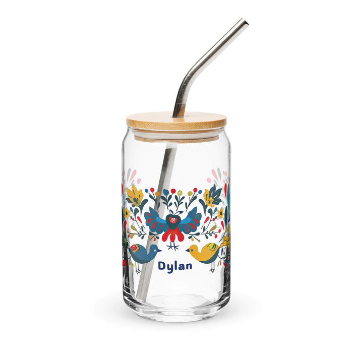 Dylan Exclusive Name Art Piece Can-Shaped Glass Home Office Work Mexican Spanish Pride Gift Cup One-Of-A-Kind Calligraphy Glass | D27 Mexicada 16 oz With Lid & Straw