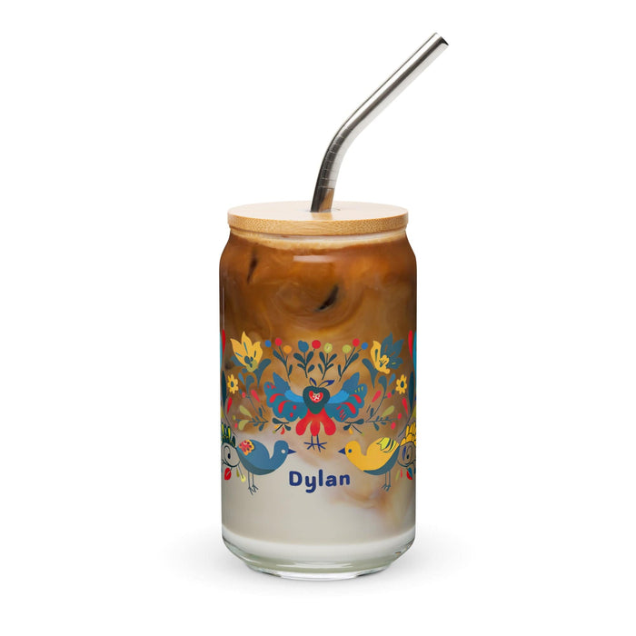 Dylan Exclusive Name Art Piece Can-Shaped Glass Home Office Work Mexican Spanish Pride Gift Cup One-Of-A-Kind Calligraphy Glass | D27 Mexicada