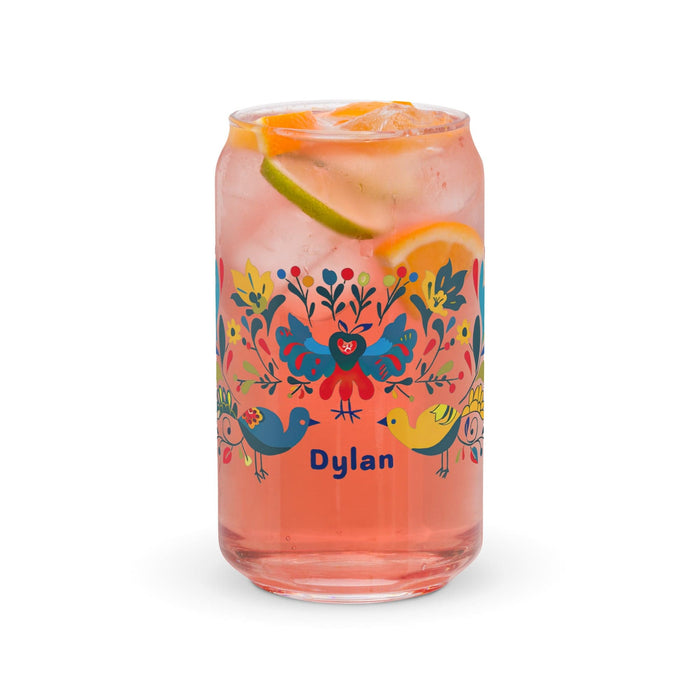 Dylan Exclusive Name Art Piece Can-Shaped Glass Home Office Work Mexican Spanish Pride Gift Cup One-Of-A-Kind Calligraphy Glass | D27 Mexicada