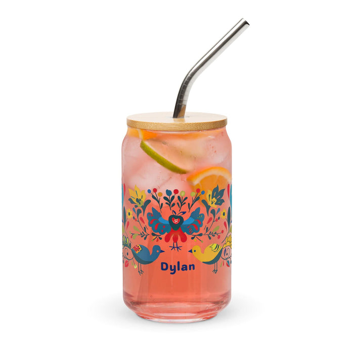 Dylan Exclusive Name Art Piece Can-Shaped Glass Home Office Work Mexican Spanish Pride Gift Cup One-Of-A-Kind Calligraphy Glass | D27 Mexicada