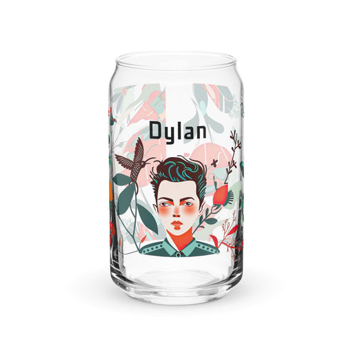 Dylan Exclusive Name Art Piece Can-Shaped Glass Home Office Work Mexican Spanish Pride Gift Cup One-Of-A-Kind Calligraphy Glass | D6 Mexicada 16 oz