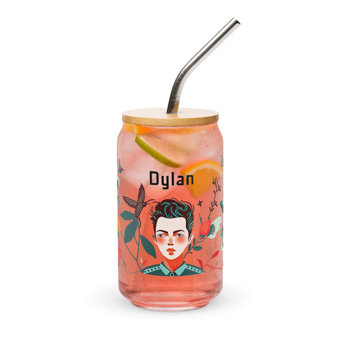 Dylan Exclusive Name Art Piece Can-Shaped Glass Home Office Work Mexican Spanish Pride Gift Cup One-Of-A-Kind Calligraphy Glass | D6 Mexicada