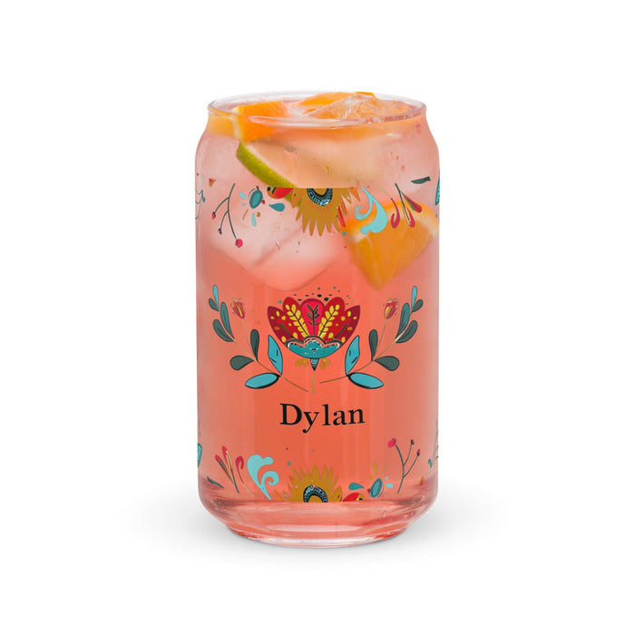 Dylan Exclusive Name Art Piece Can-Shaped Glass Home Office Work Mexican Spanish Pride Gift Cup One-Of-A-Kind Calligraphy Glass | D7 Mexicada