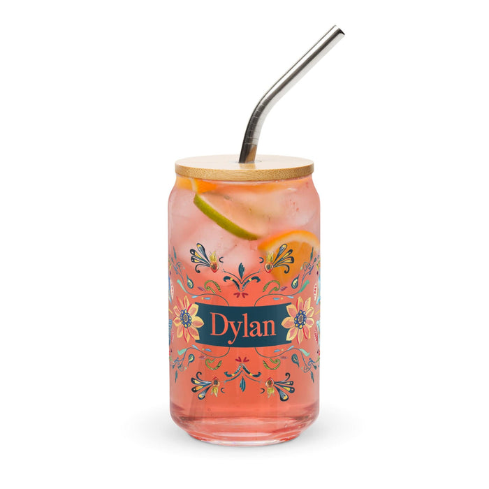 Dylan Exclusive Name Art Piece Can-Shaped Glass Home Office Work Mexican Spanish Pride Gift Cup One-Of-A-Kind Calligraphy Glass | D8 Mexicada