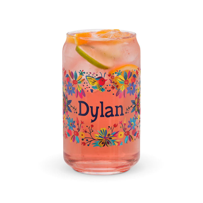 Dylan Exclusive Name Art Piece Can-Shaped Glass Home Office Work Mexican Spanish Pride Gift Cup One-Of-A-Kind Calligraphy Glass | D9 Mexicada