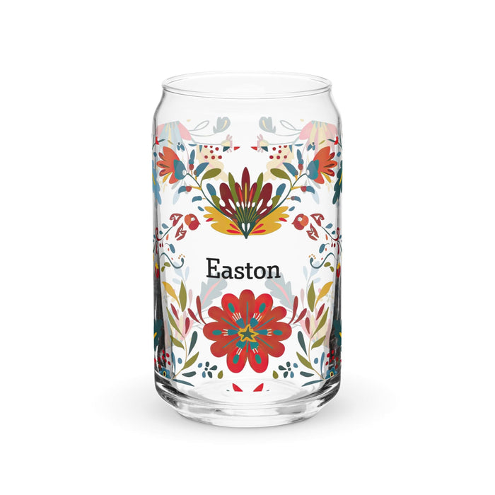 Easton Exclusive Name Art Piece Can-Shaped Glass Home Office Work Mexican Spanish Pride Gift Cup One-Of-A-Kind Calligraphy Glass | E21 Mexicada 16 oz