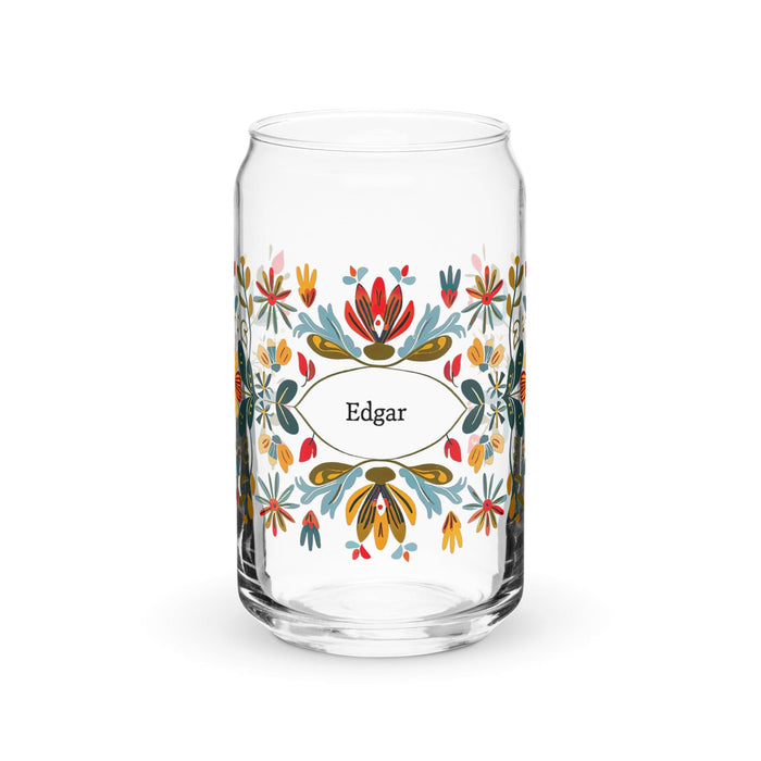 Edgar Exclusive Name Art Piece Can-Shaped Glass Home Office Work Mexican Spanish Pride Gift Cup One-Of-A-Kind Calligraphy Glass | E10 Mexicada 16 oz